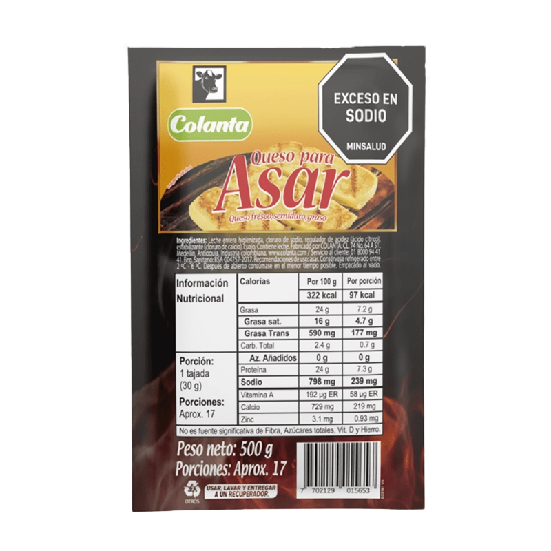 QUESO COLANTA PARA ASAR X 500 GR